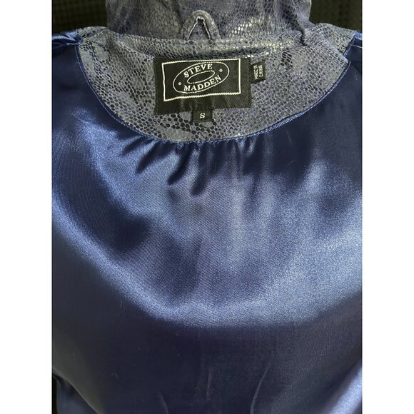 Vintage Y2K 90s Steve Madden Blue Leather Snakeskin Jacket SM Pants Size 8 Set - Picture 9 of 14